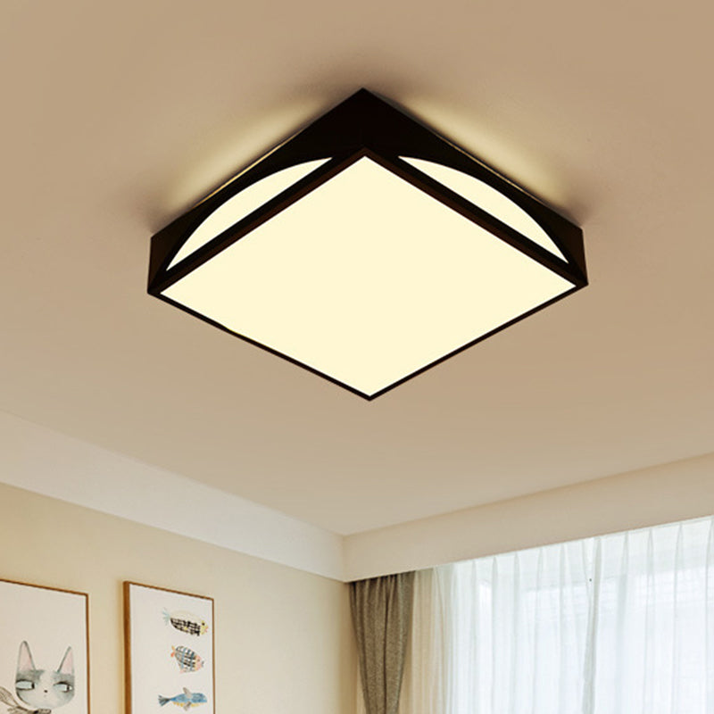 Minimalist White/Black Squared Box Flush Mount Light - 18.5"/22.5" W LED Metallic Ceiling Lamp in White/Warm Light