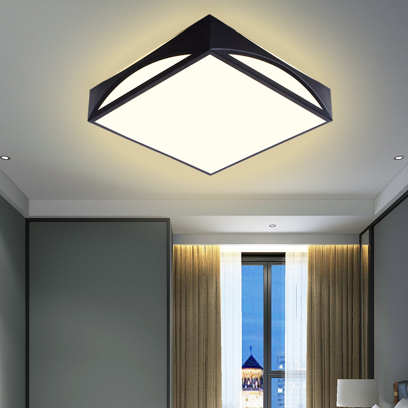 Minimalist White/Black Squared Box Flush Mount Light - 18.5"/22.5" W LED Metallic Ceiling Lamp in White/Warm Light