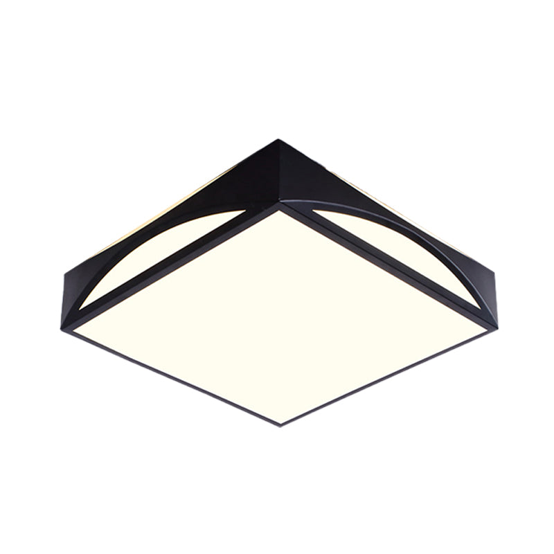 Minimalist White/Black Squared Box Flush Mount Light - 18.5"/22.5" W LED Metallic Ceiling Lamp in White/Warm Light
