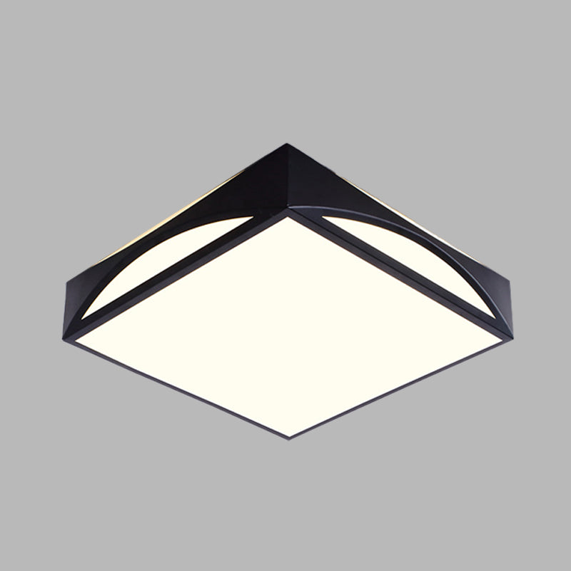 Minimalist White/Black Squared Box Flush Mount Light - 18.5"/22.5" W LED Metallic Ceiling Lamp in White/Warm Light