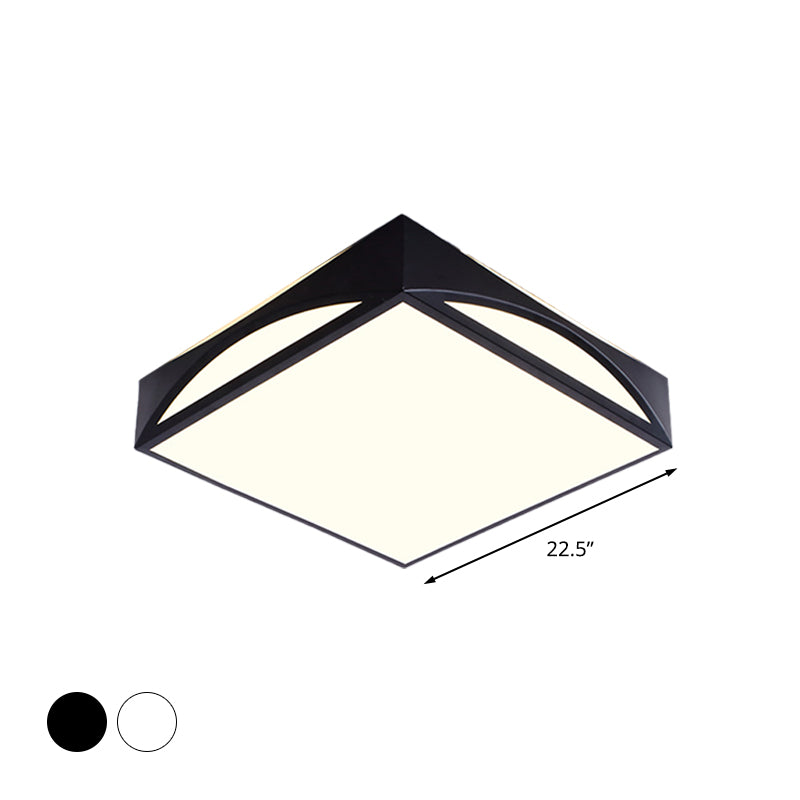 Minimalist White/Black Squared Box Flush Mount Light - 18.5"/22.5" W LED Metallic Ceiling Lamp in White/Warm Light