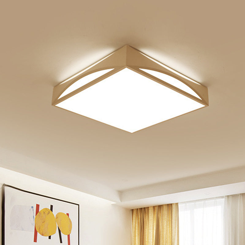 Minimalist White/Black Squared Box Flush Mount Light - 18.5/22.5 W Led Metallic Ceiling Lamp In