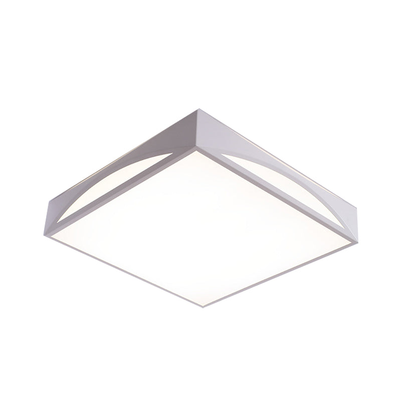 Minimalist White/Black Squared Box Flush Mount Light - 18.5"/22.5" W LED Metallic Ceiling Lamp in White/Warm Light