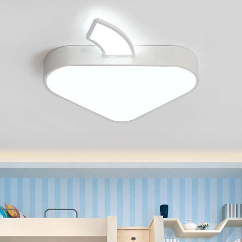 Modern Triangle Apple Ceiling Flush Mount LED Lighting for Child Bedroom in White, 18"/21.5" Wide