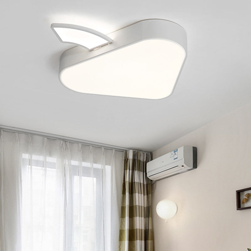 Modern Triangle Apple Ceiling Flush Mount LED Lighting for Child Bedroom in White, 18"/21.5" Wide