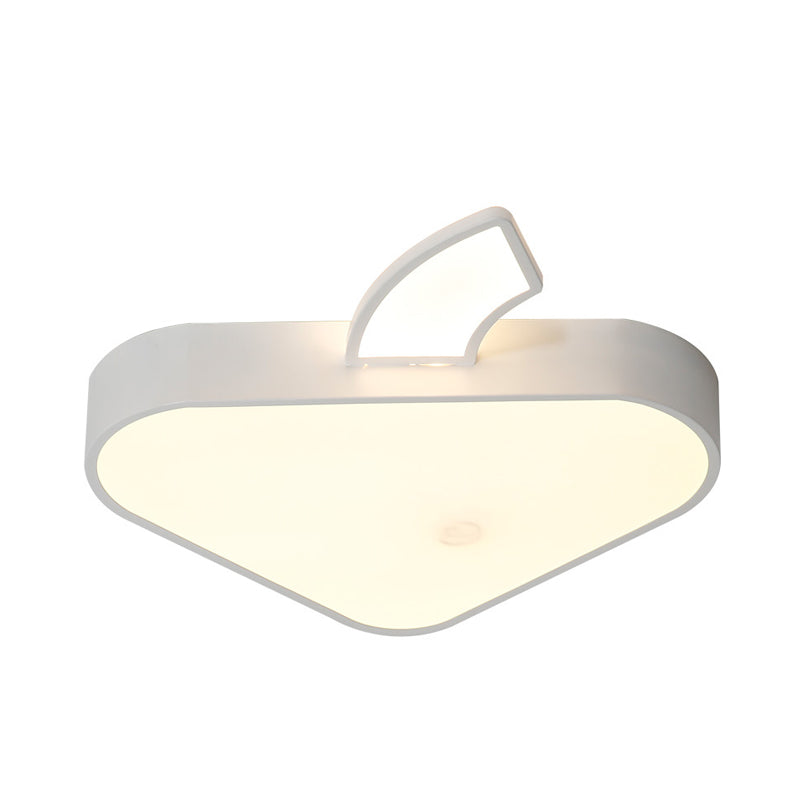 Modern Triangle Apple Ceiling Flush Mount LED Lighting for Child Bedroom in White, 18"/21.5" Wide