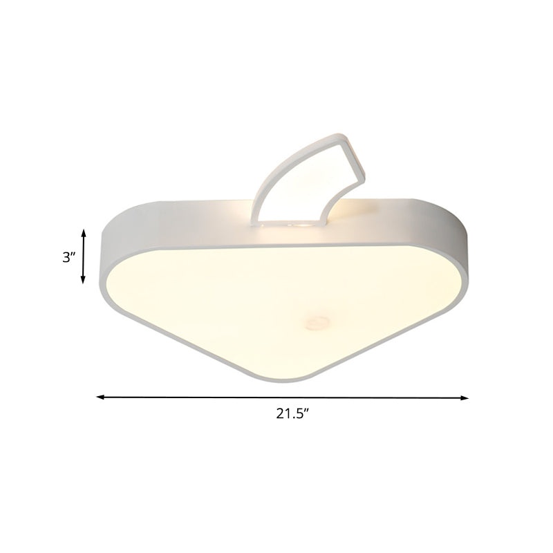 Modern Triangle Apple Ceiling Flush Mount LED Lighting for Child Bedroom in White, 18"/21.5" Wide