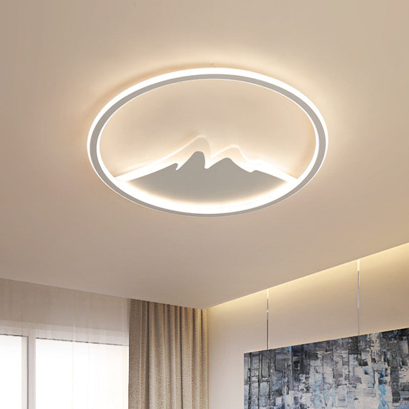 LED Bedroom Flushmount Ceiling Light with Ring and Acrylic Shade in White/Warm Light - Modern Design