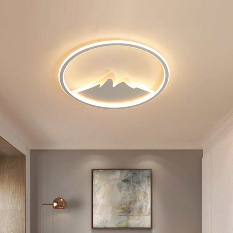 LED Bedroom Flushmount Ceiling Light with Ring and Acrylic Shade in White/Warm Light - Modern Design