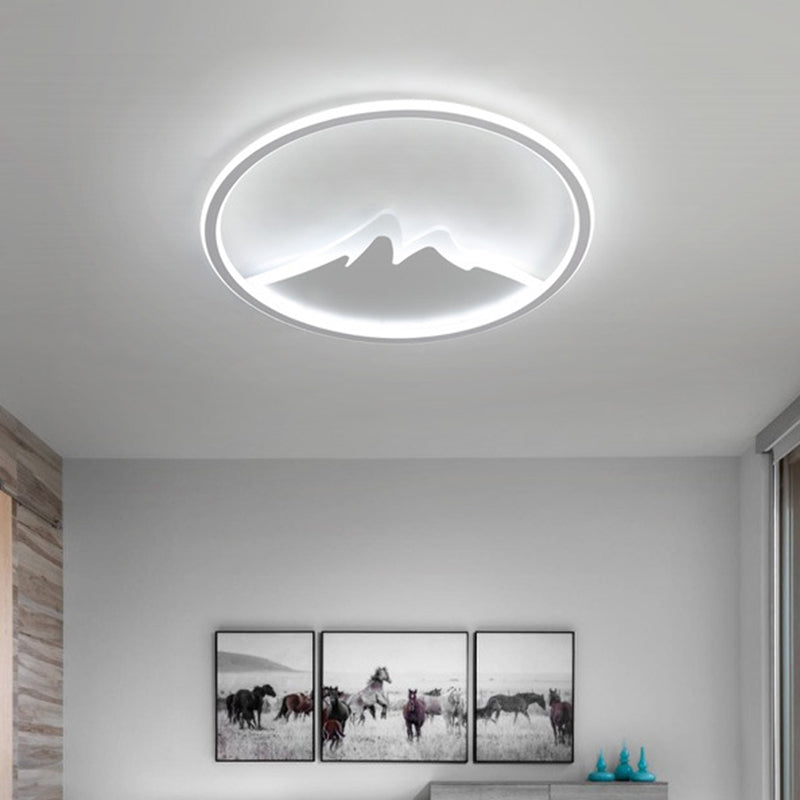 LED Bedroom Flushmount Ceiling Light with Ring and Acrylic Shade in White/Warm Light - Modern Design