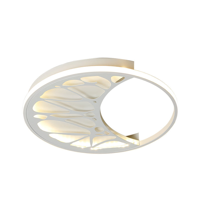White Acrylic Moon Flush Light - LED Ceiling Fixture for Contemporary Bedroom Decor (16"/19.5" Wide)
