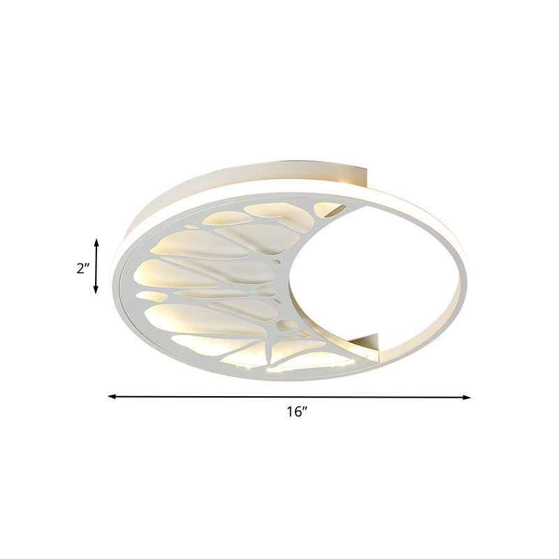 White Acrylic Moon Flush Light - LED Ceiling Fixture for Contemporary Bedroom Decor (16"/19.5" Wide)