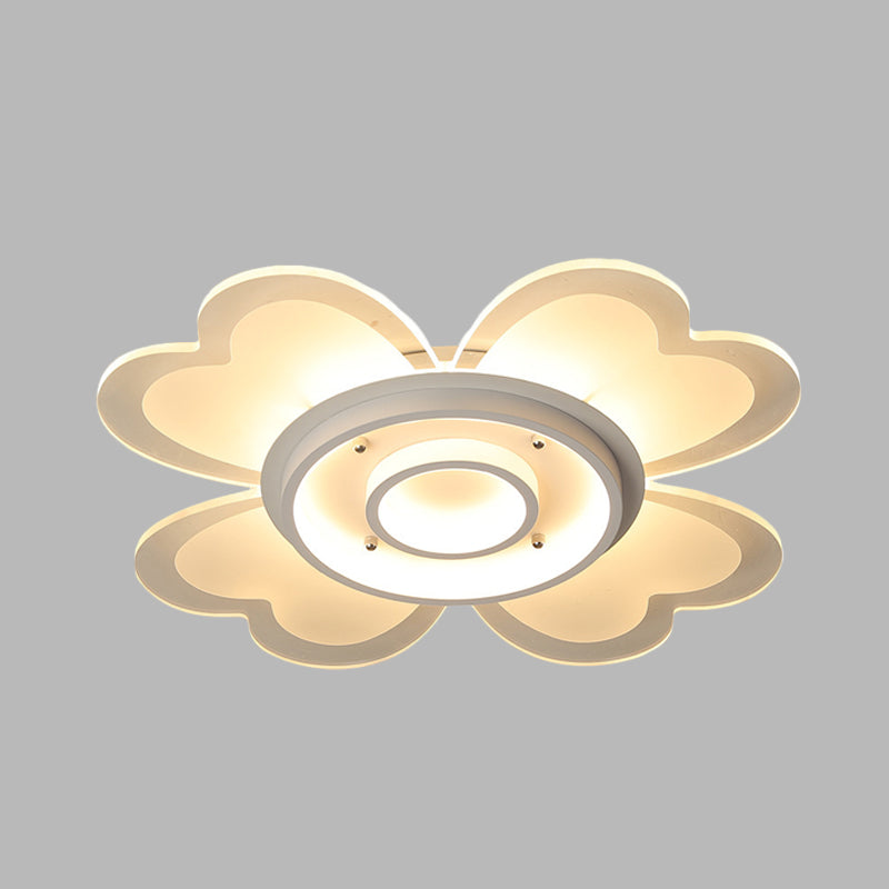 Modern Flower Flush-Mount LED Light Fixture in White with Warm/White Light, 16"/19.5" W