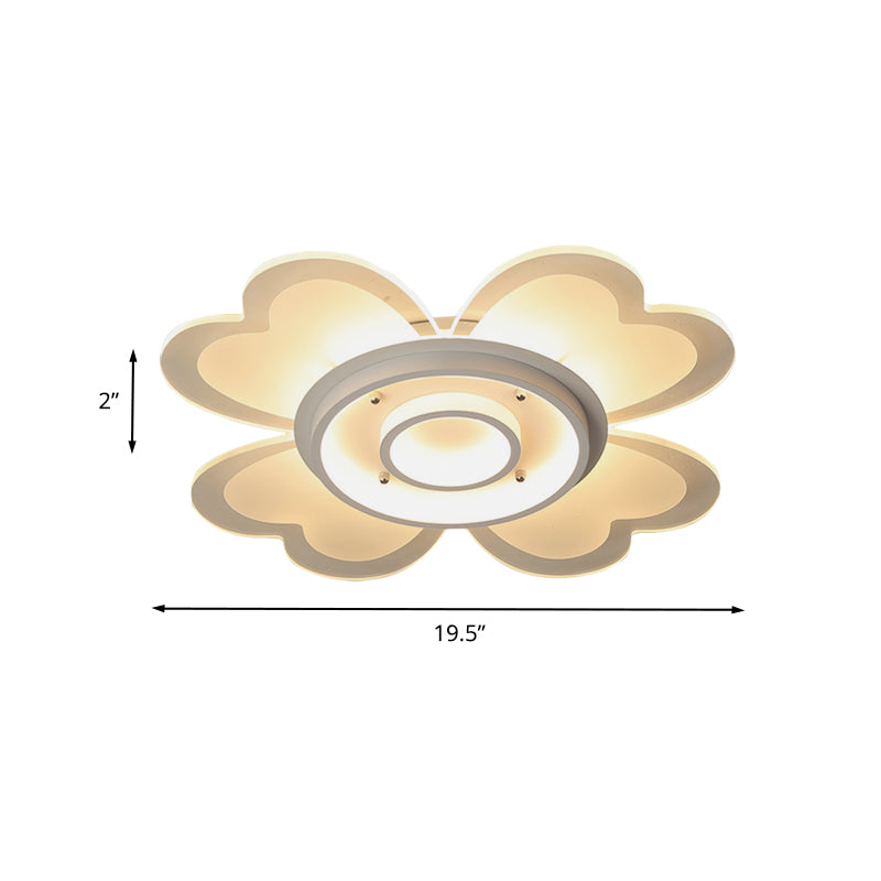 Modern Flower Flush-Mount LED Light Fixture in White with Warm/White Light, 16"/19.5" W