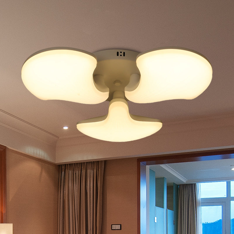 Modern White LED Ceiling Mounted Fixture with 3/5 Heads, Shell Acrylic Shade - 23.5"/27.5" Wide