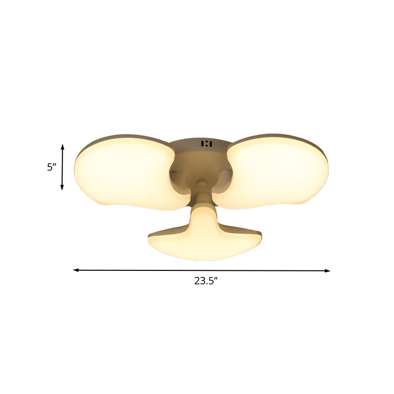 Modern White LED Ceiling Mounted Fixture with 3/5 Heads, Shell Acrylic Shade - 23.5"/27.5" Wide