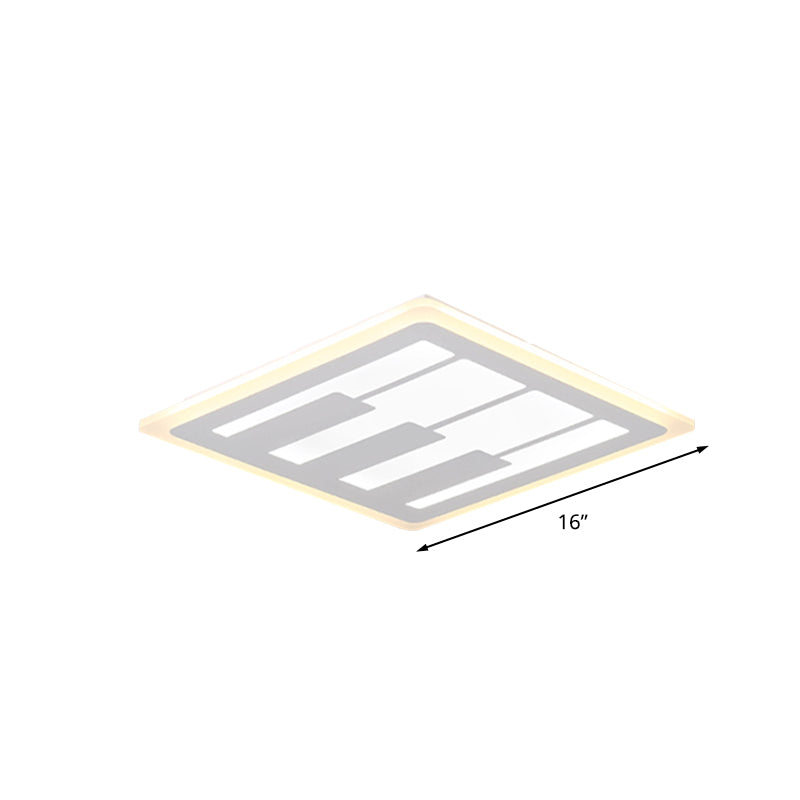 Plafonnier LED carré en acrylique à lumière chaude/blanche avec un design moderniste