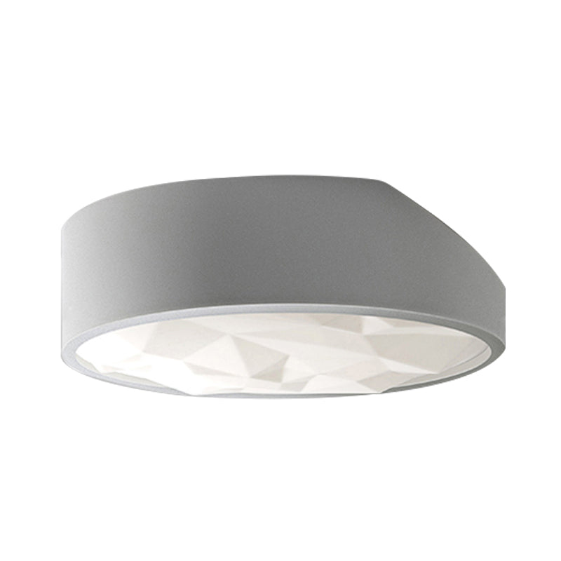 Sleek Metal LED Drum Flush Mount Ceiling Lamp - Minimalist Design, (17"/21" Wide) - Ideal for Living Room, White Finish