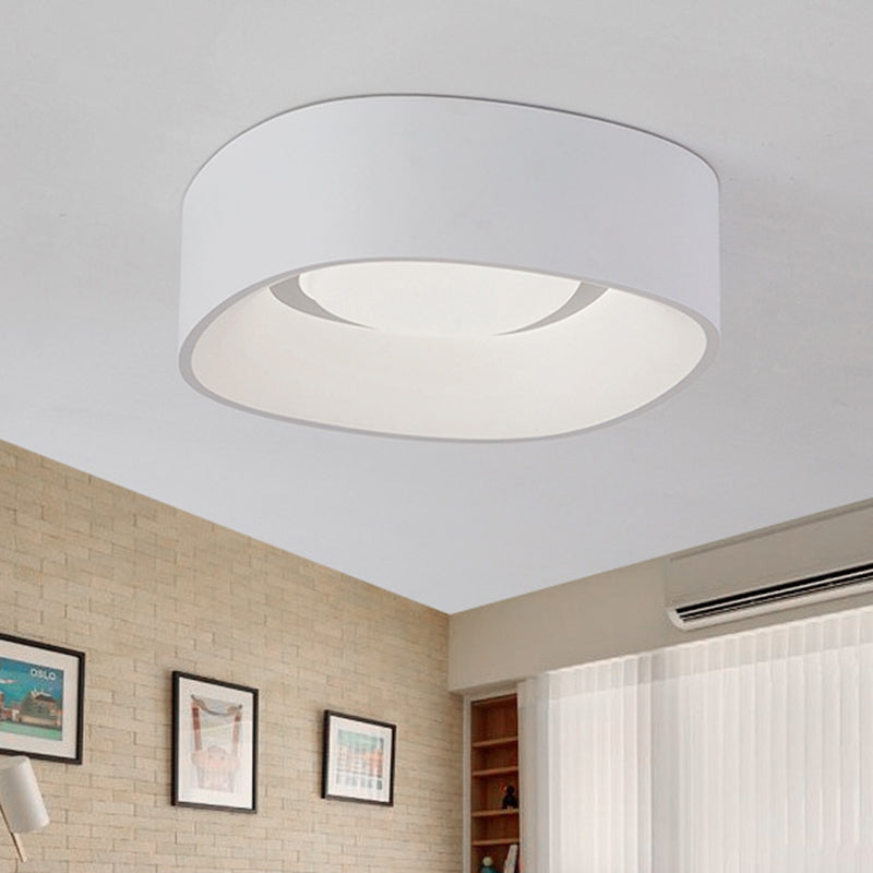 White LED Flush Mount Ceiling Light with Metallic Shade, Available in 19"/23" W