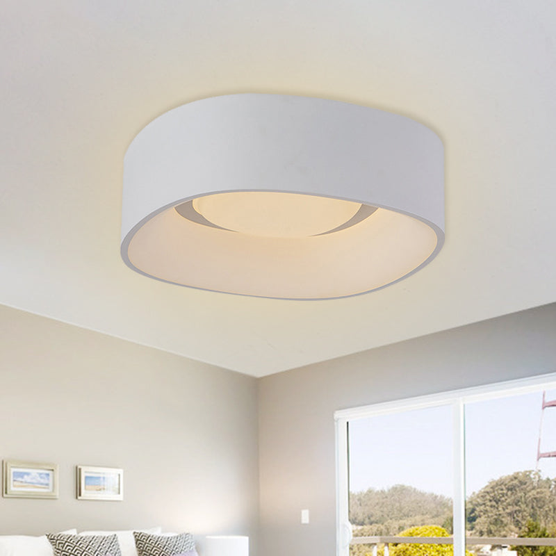 White LED Flush Mount Ceiling Light with Metallic Shade, Available in 19"/23" W