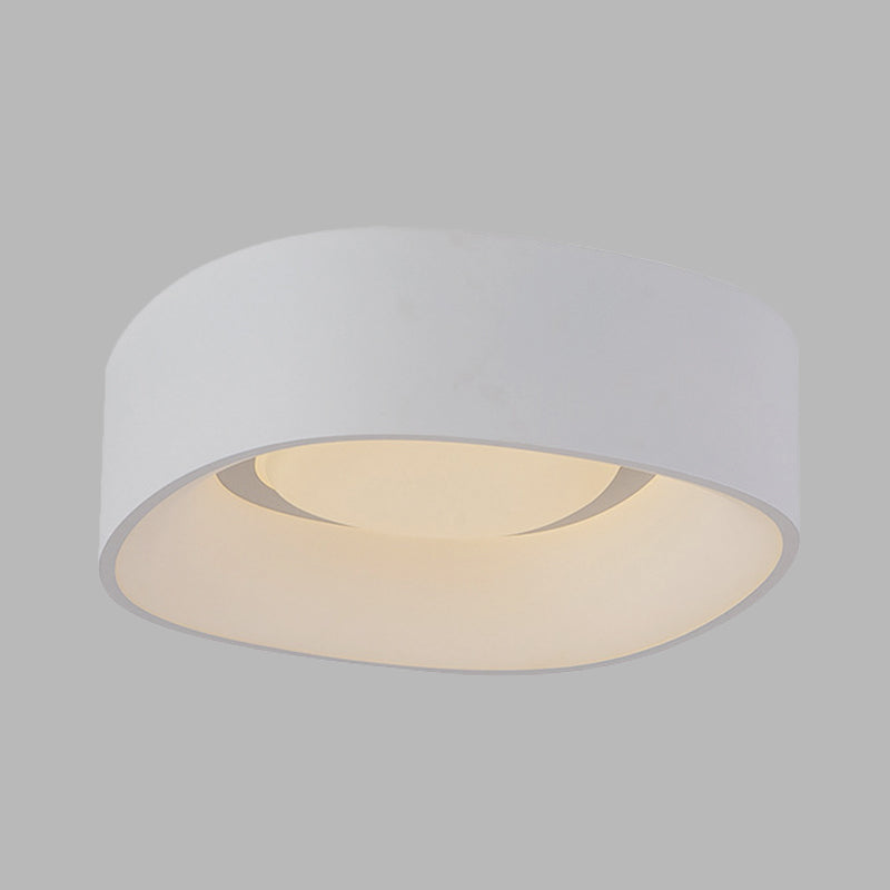White LED Flush Mount Ceiling Light with Metallic Shade, Available in 19"/23" W