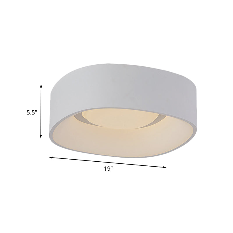 White LED Flush Mount Ceiling Light with Metallic Shade, Available in 19"/23" W