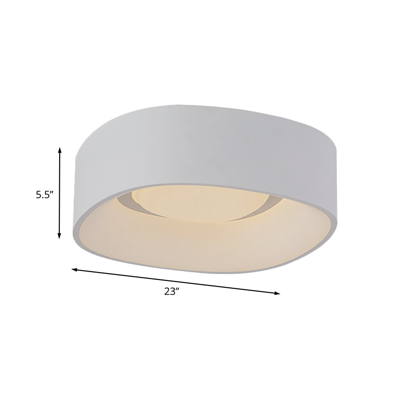 White LED Flush Mount Ceiling Light with Metallic Shade, Available in 19"/23" W