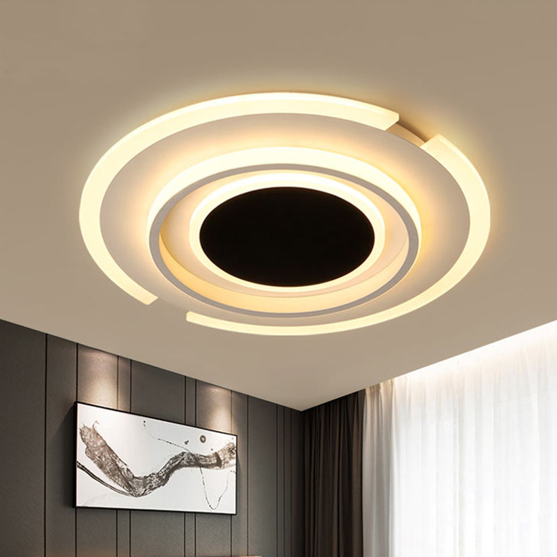 Modern LED Circle Flush Light Fixture - Folding Acrylic Lamp (16.5"/20.5") - Bedroom Flush Mount - Black/White