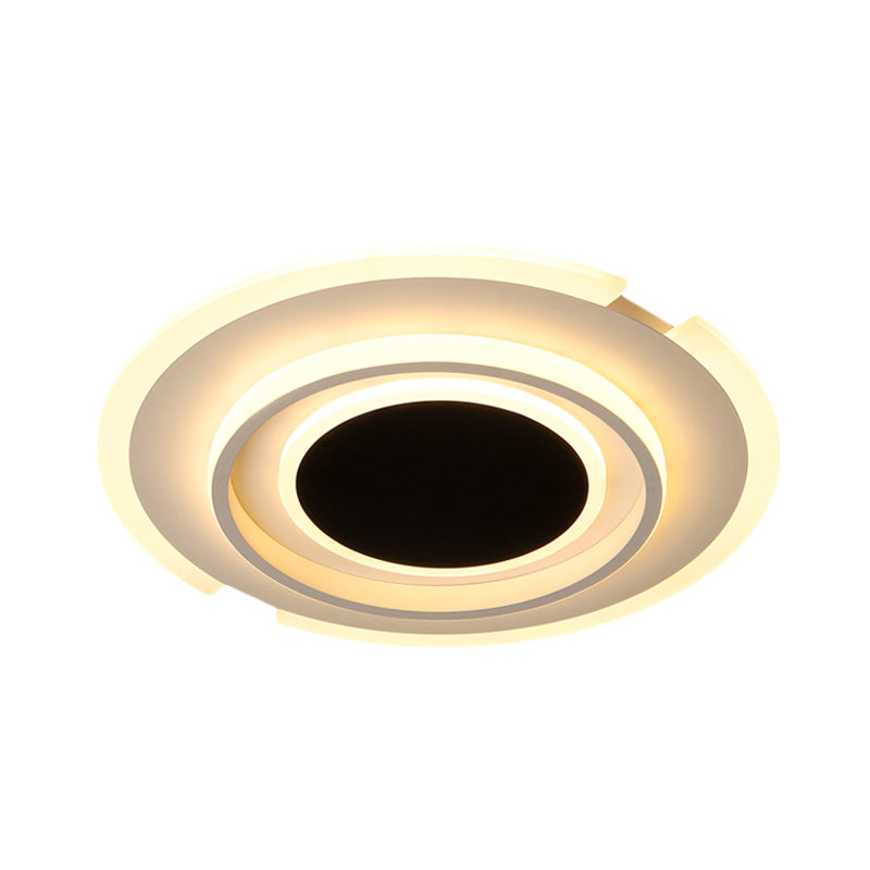 Modern LED Circle Flush Light Fixture - Folding Acrylic Lamp (16.5"/20.5") - Bedroom Flush Mount - Black/White
