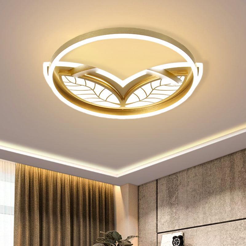 Contemporary Acrylic Halo Ring Flush Ceiling Light - LED Flush Mount Lamp in Gold with Warm/White Light (16"/19.5" W)