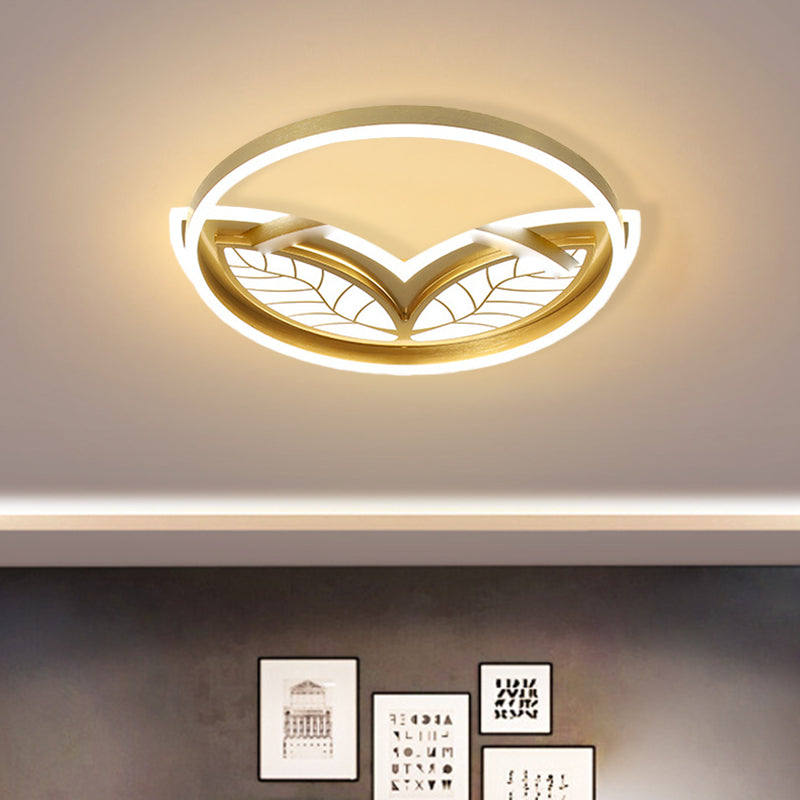 Contemporary Acrylic Halo Ring Flush Ceiling Light - LED Flush Mount Lamp in Gold with Warm/White Light (16"/19.5" W)