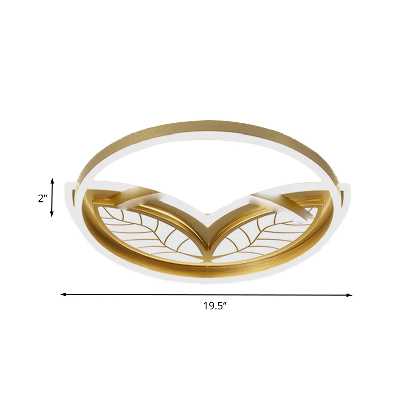 Contemporary Acrylic Halo Ring Flush Ceiling Light - LED Flush Mount Lamp in Gold with Warm/White Light (16"/19.5" W)