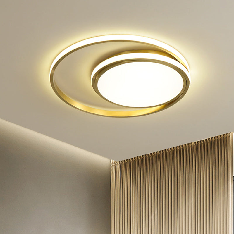 Modern LED Flushmount Light with Gold Finish and Acrylic Shade