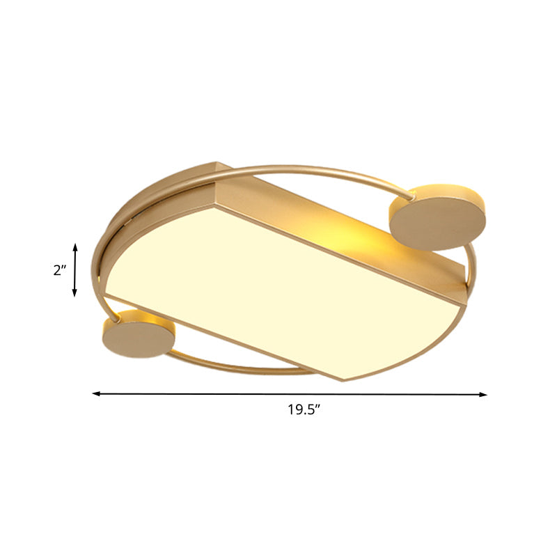 Modern LED Gold Ceiling Flush Mount, Metal Round & Rectangle Flush Light Fixture, 16"/19.5" Wide