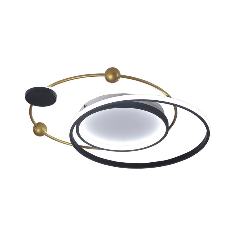 Minimalist Black and Gold LED Ceiling Light in Warm/White - Circle Metallic Flushmount Fixture