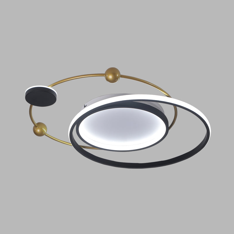 Minimalist Black and Gold LED Ceiling Light in Warm/White - Circle Metallic Flushmount Fixture
