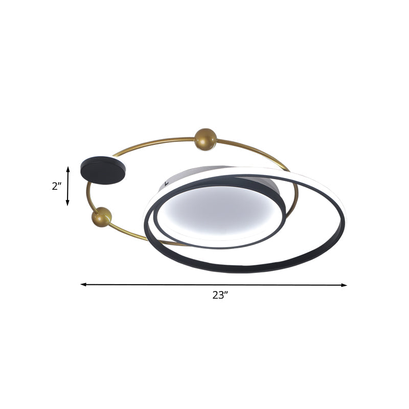 Minimalist Black and Gold LED Ceiling Light in Warm/White - Circle Metallic Flushmount Fixture