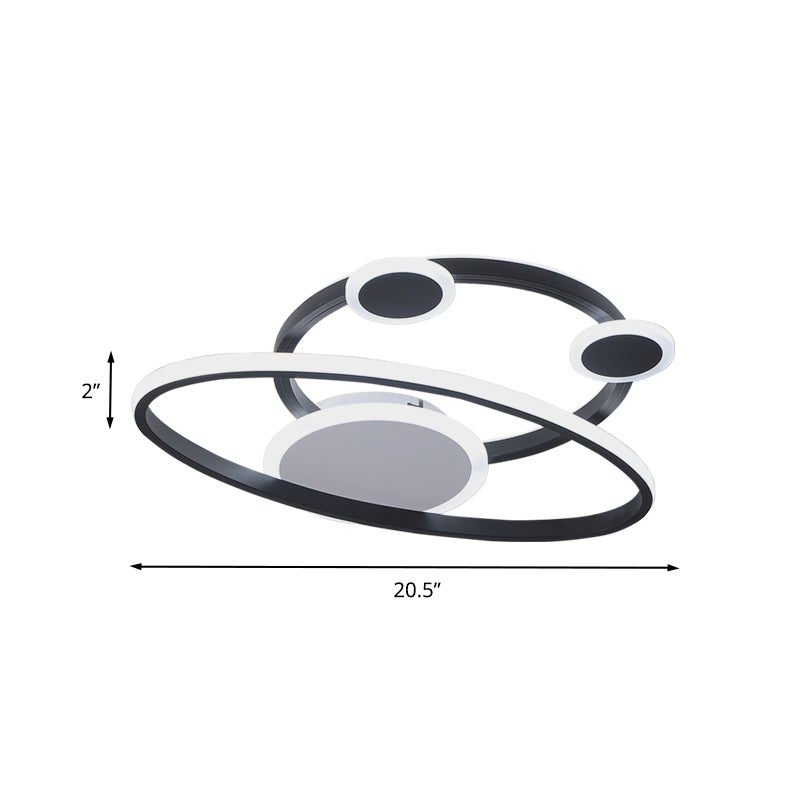 Modernist Acrylic LED Bedroom Ceiling Lamp - 16.5"/20.5" W Oval Ring Flush Mount Light - Black, Warm/White Light