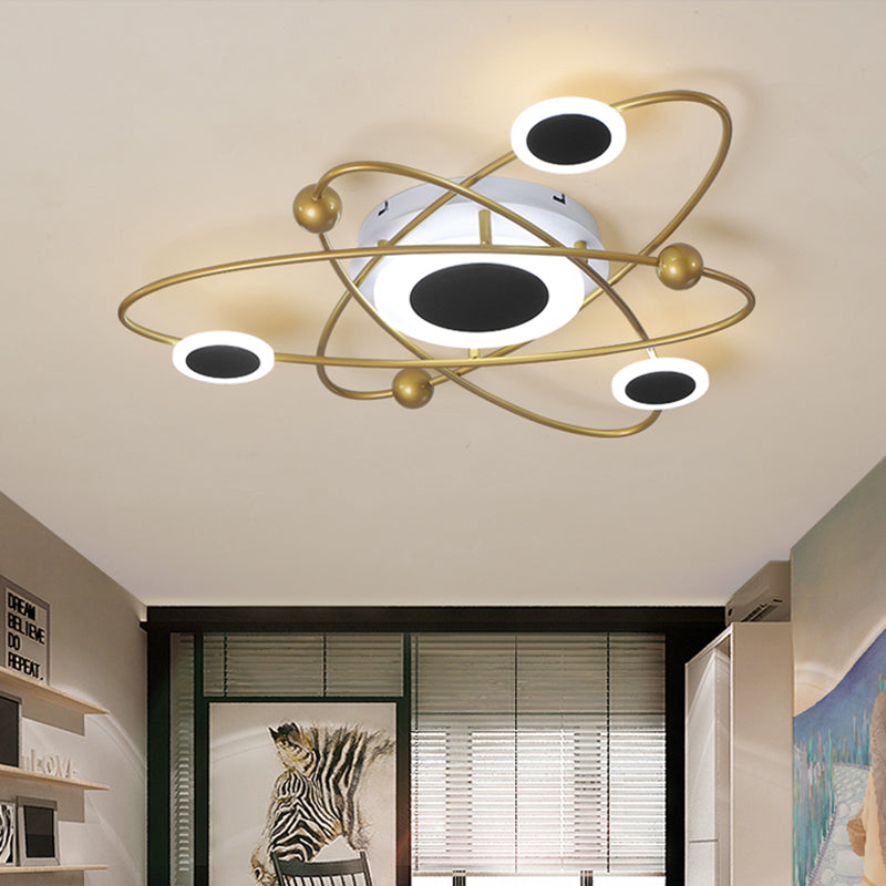 Contemporary LED Metallic Gold Flush Mount Ceiling Light with Warm/White Lighting for Living Room