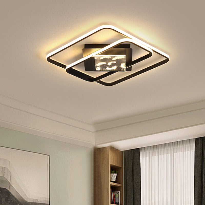 Minimalist LED Flush Ceiling Lamp: Acrylic Square Frame, Black Flush Mount Lighting