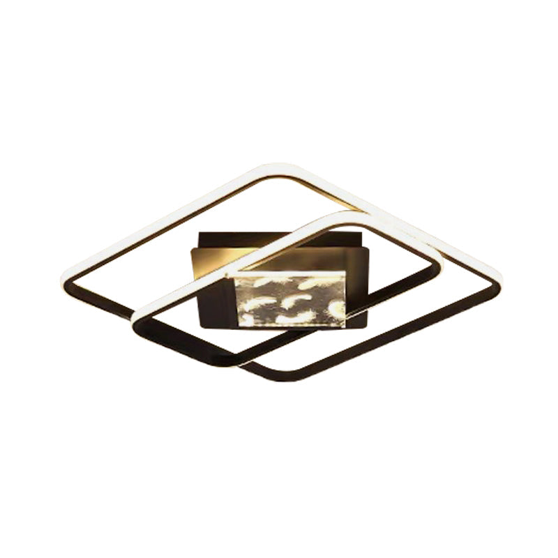 Minimalist LED Flush Ceiling Lamp: Acrylic Square Frame, Black Flush Mount Lighting