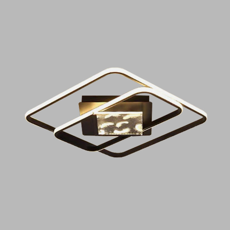 Minimalist LED Flush Ceiling Lamp: Acrylic Square Frame, Black Flush Mount Lighting