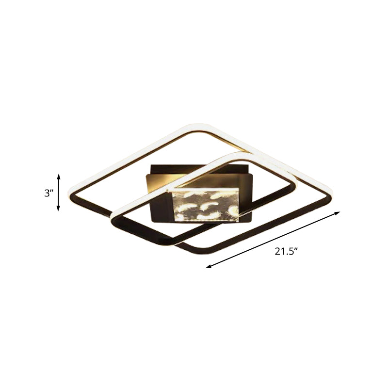 Minimalist LED Flush Ceiling Lamp: Acrylic Square Frame, Black Flush Mount Lighting