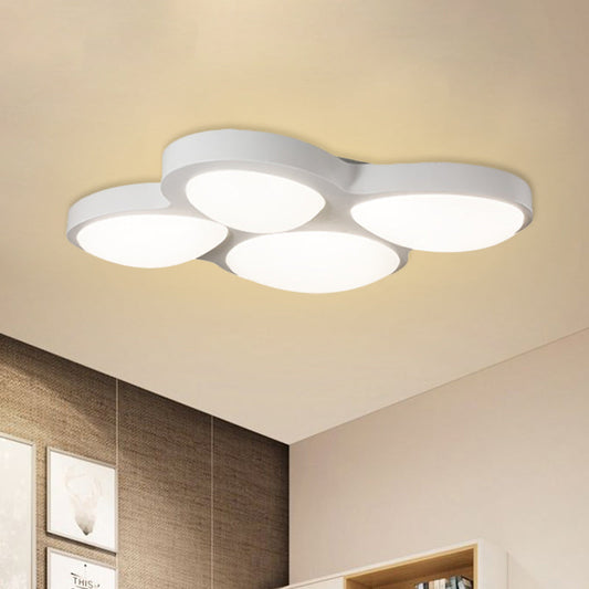 Modern White LED Flush Ceiling Light with Acrylic Shade - 4 Heads