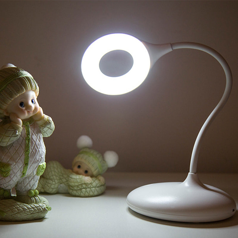 Contemporary Led Circle Desk Lamp - Brown/White Adjustable Table Light For Study