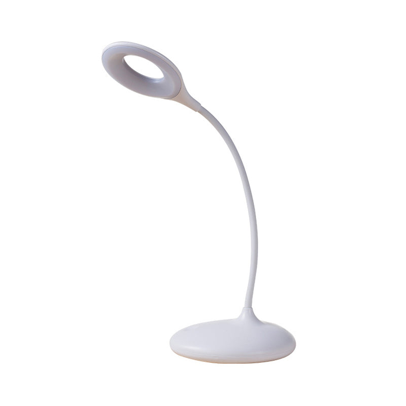Contemporary Led Circle Desk Lamp - Brown/White Adjustable Table Light For Study