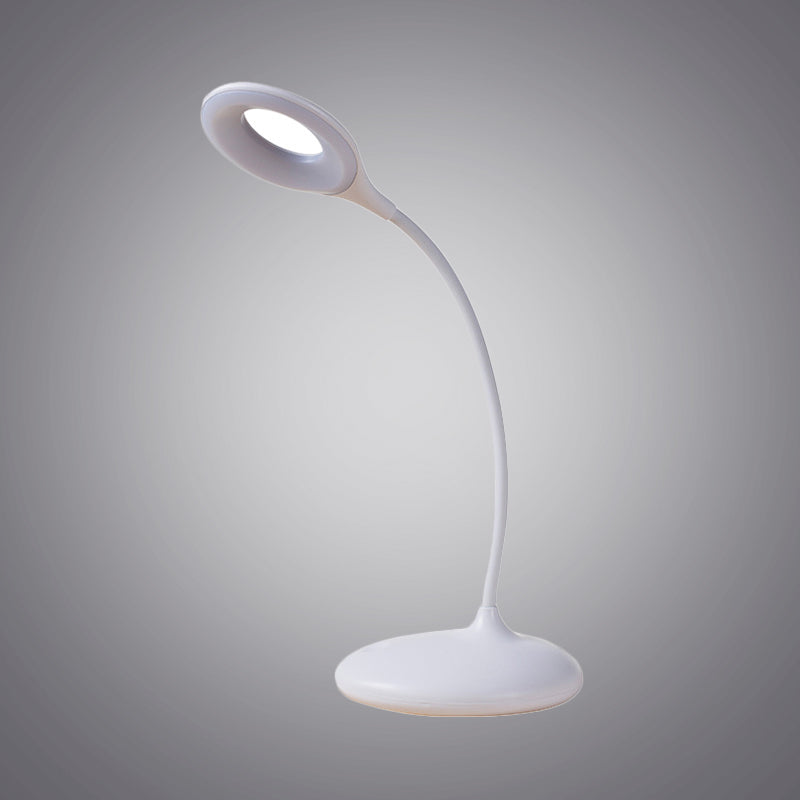 Contemporary Led Circle Desk Lamp - Brown/White Adjustable Table Light For Study