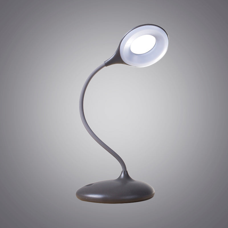 Contemporary Led Circle Desk Lamp - Brown/White Adjustable Table Light For Study