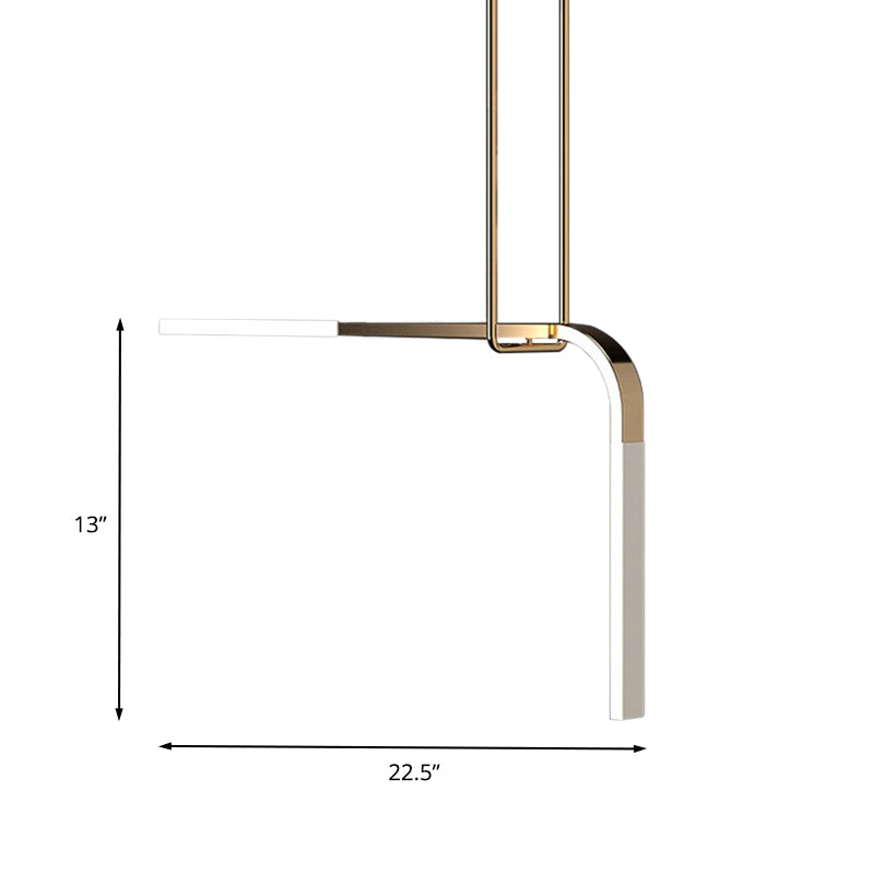 Lampe suspendue LED minimaliste en laiton pour table à manger avec courbure métallique