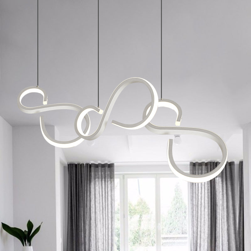 Twisted Acrylic Pendant Lighting: 31.5/43 Wide Led Ceiling Light In White - Perfect For Living Room